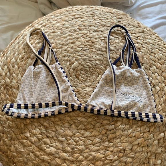 Acacia Swimwear Santorini Top in Navy Creme Stripe - Picture 3 of 4